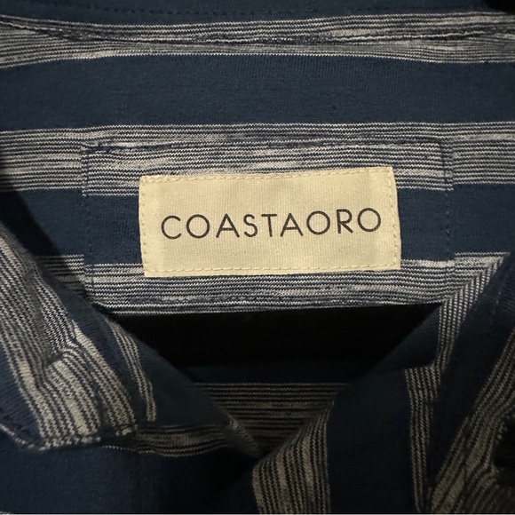 Coastaoro Mens Blue Striped Short Sleeve Button-Up Shirt Size XL - Picture 2 of 8